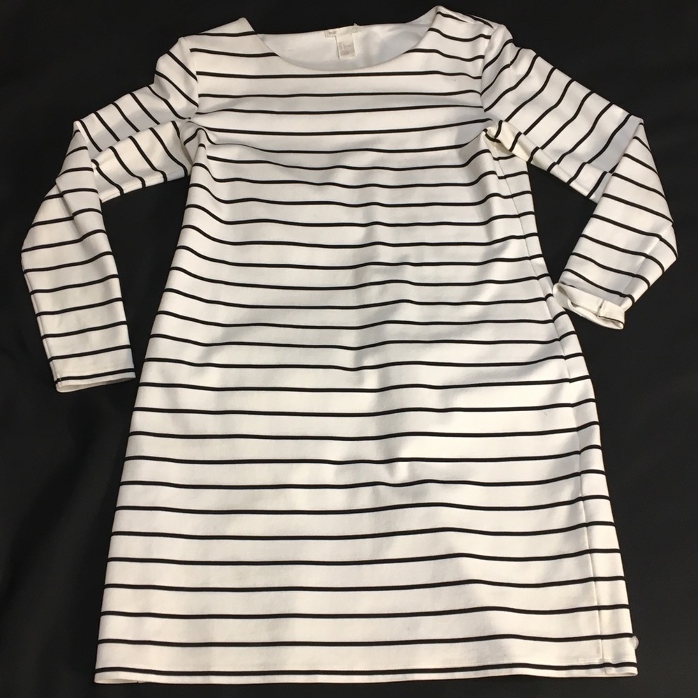 White Dress with Horizontal Strip pattern